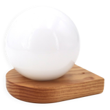 Wall light in pine wood with opaque white glass globe, 1980s