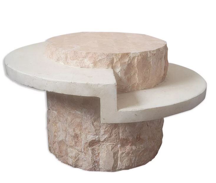 Brutalist round coffee table in Mactan stone by Magnussen PONTE