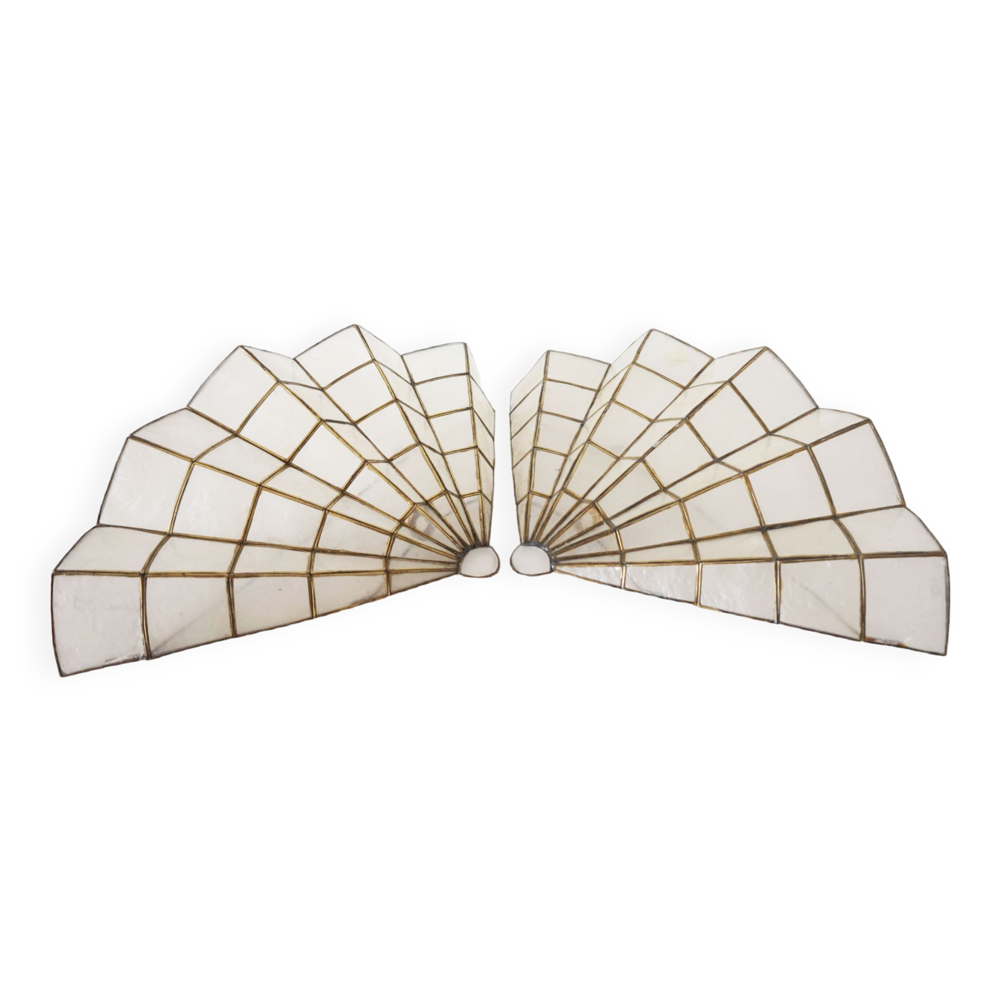 Pair of mother-of-pearl fan-shaped sconces