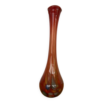 Red speckled blown soliflore vase