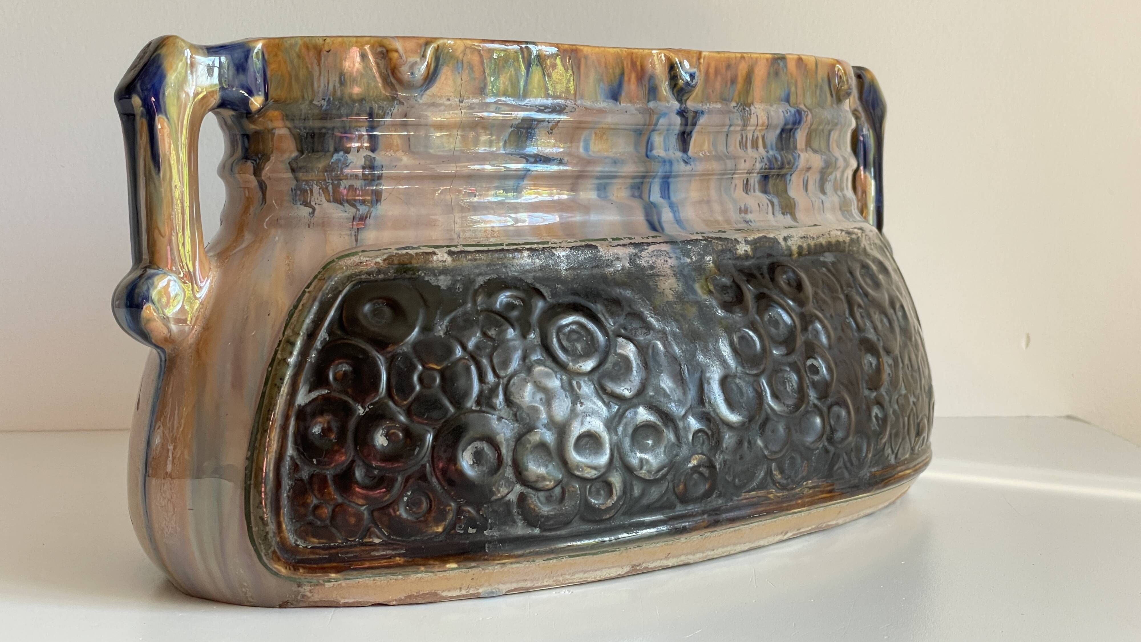 Vintage Barbotine Planter Cache-Pot