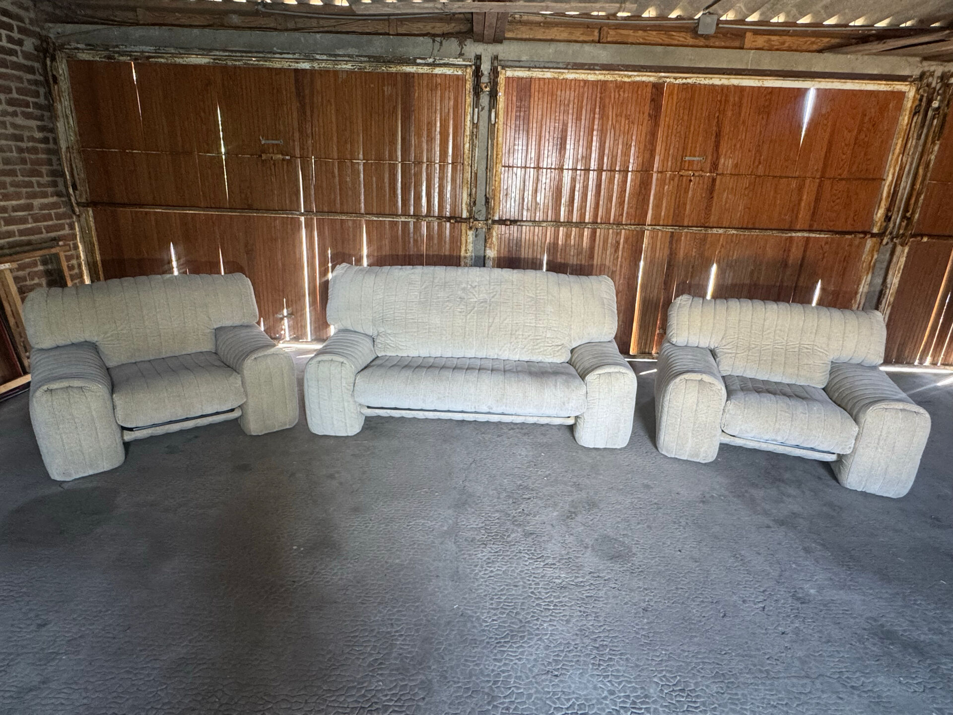 Rare salon vintage Ligne Roset – Made in France – Canapé & 2 fauteuils
