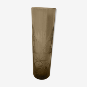 Smoked crystal tube roller vase