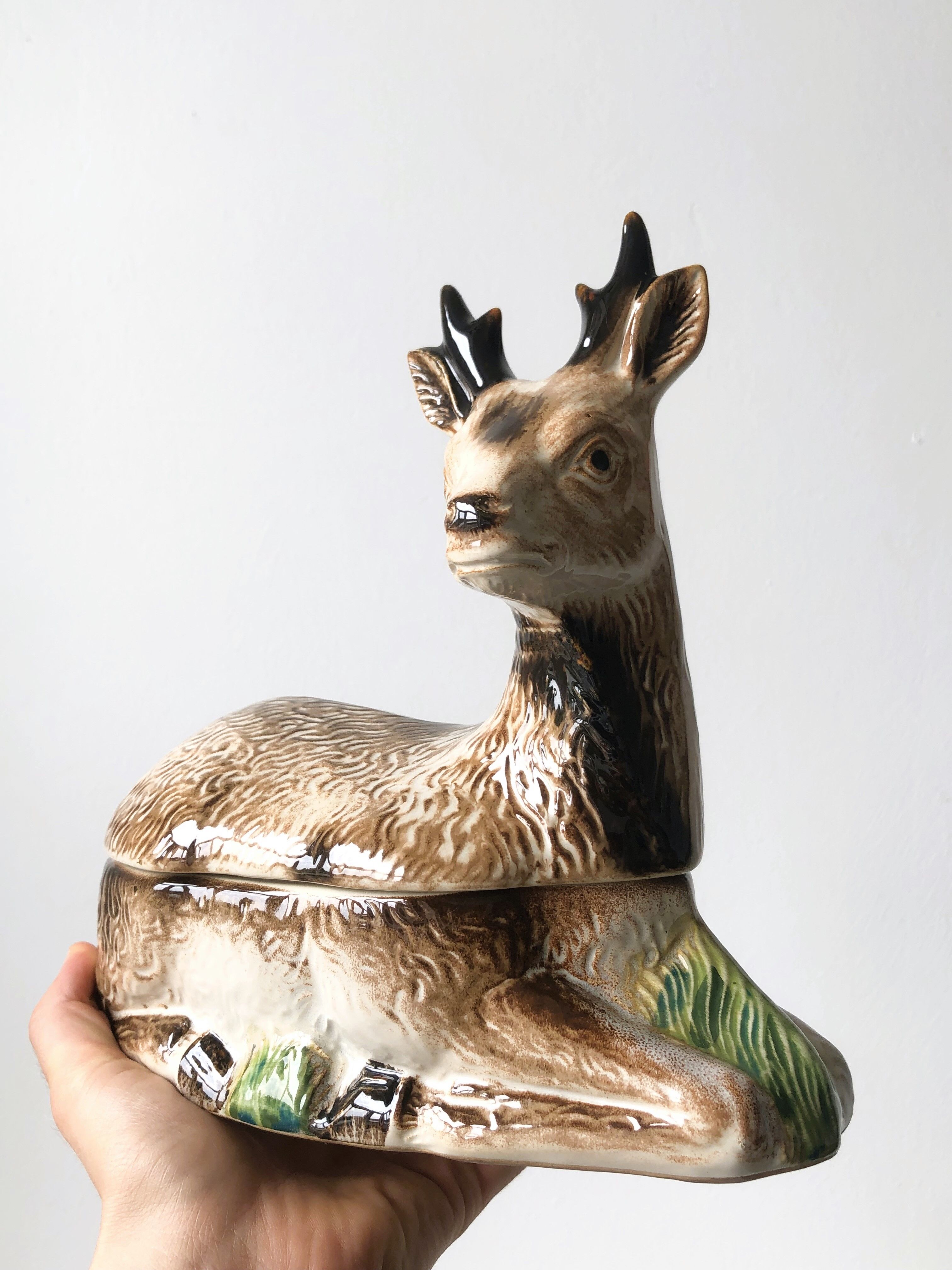 Michel Caugant Terrine deer deer ceramic earthenware vintage