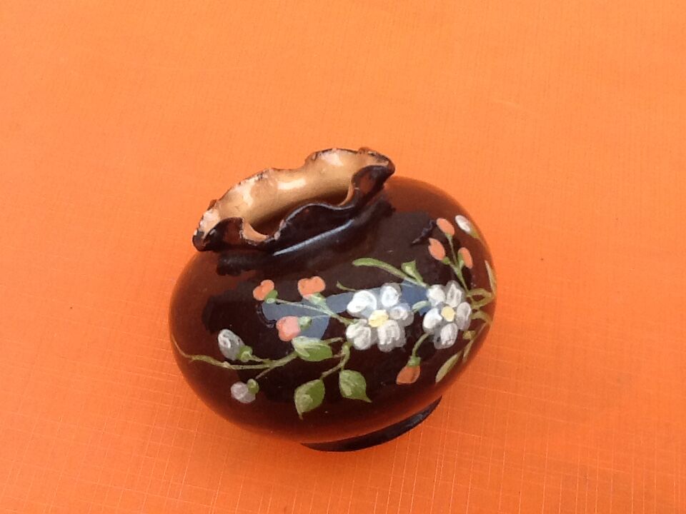 1920s Violet vase Shape ball with collar Polychrome terracotta ..