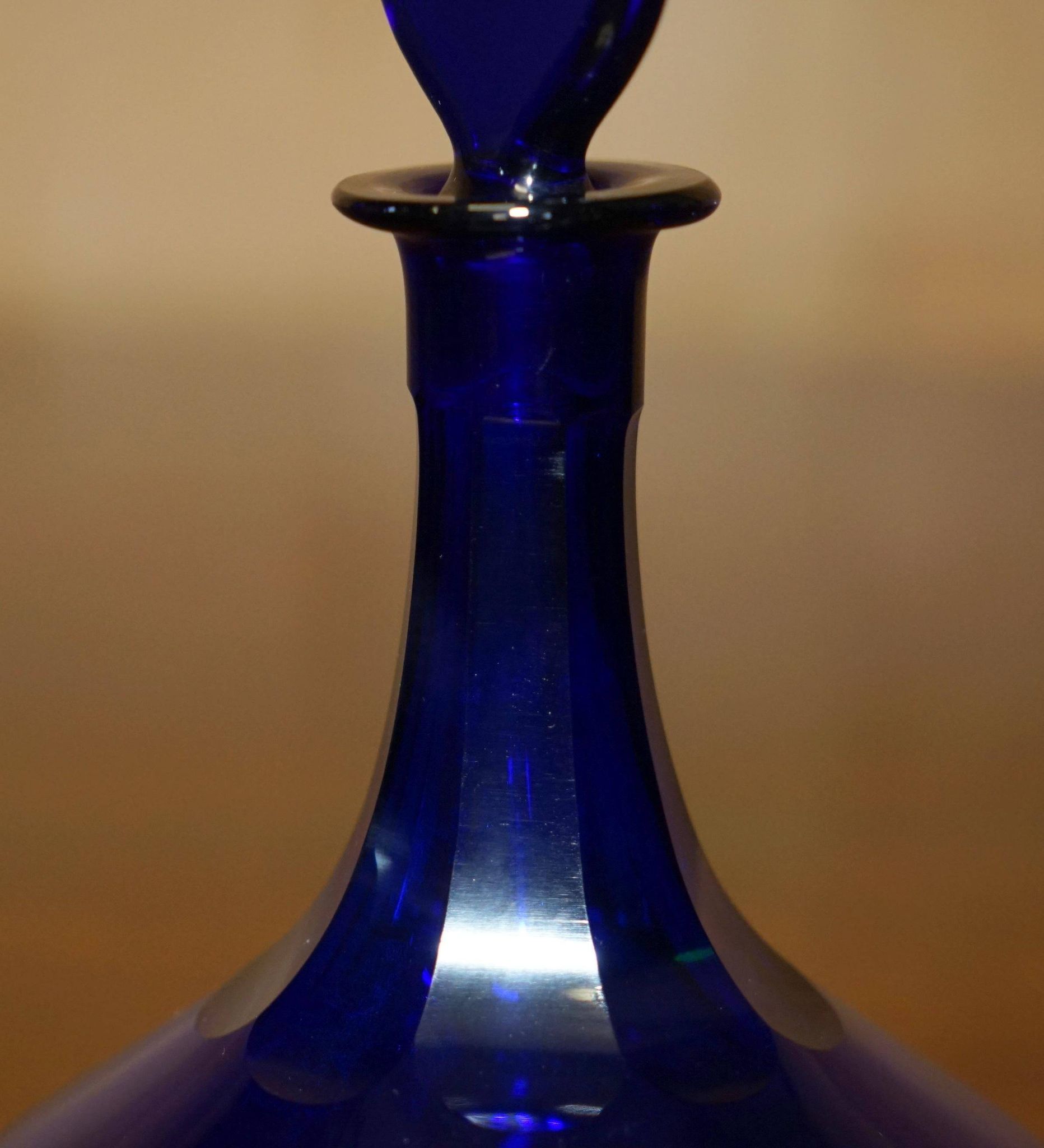 Sherry Carafe and Antique Bristol Blue Glasses