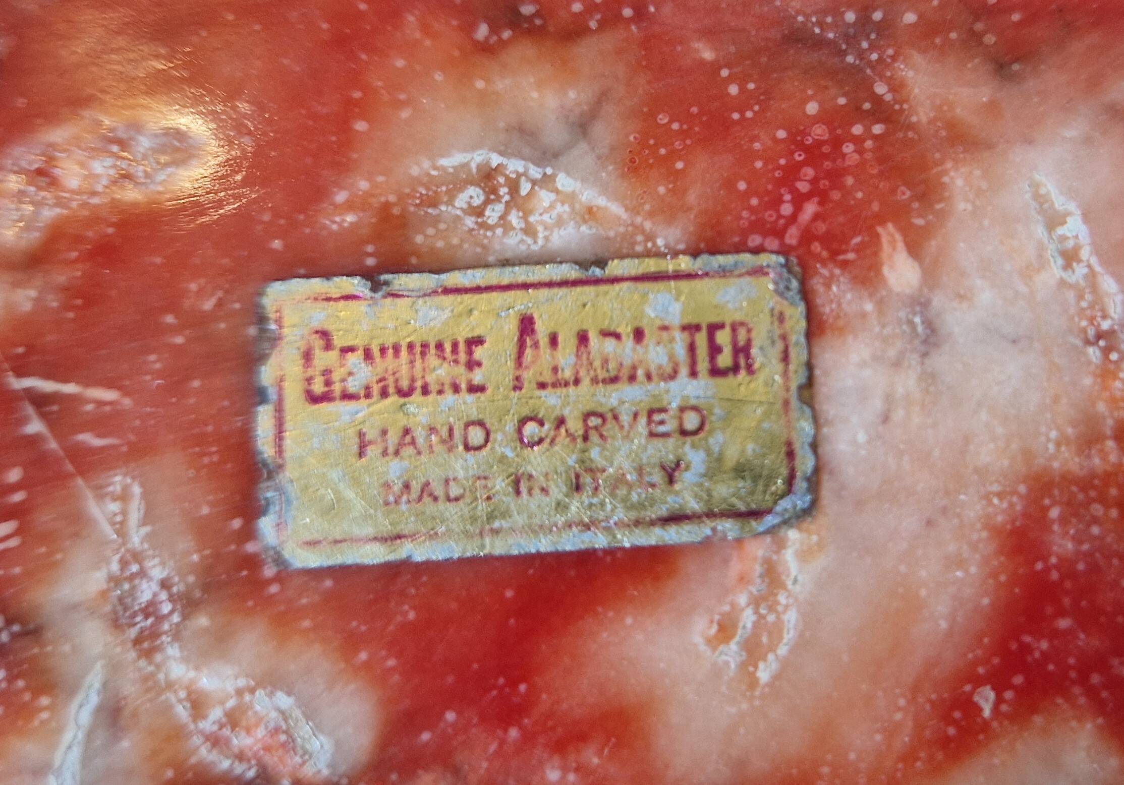 Vintage ashtray / pocket in red alabaster by Romano Bianchi, Italy 1960