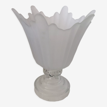 Vase art déco corolle en verre sablé