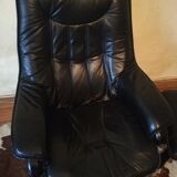 Vintage Danish leather armchair and ottoman