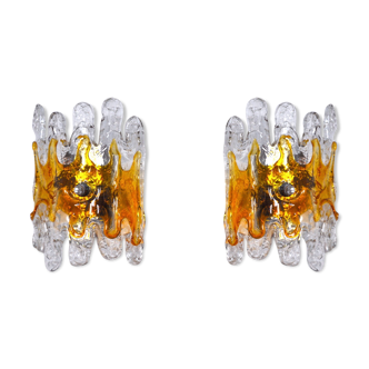 Pair of "Lava" wall light by Mazzega Murano, 1960