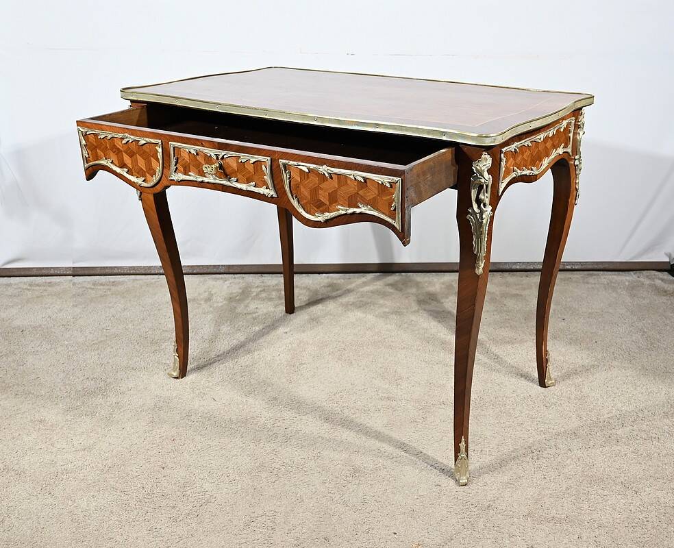 Rosewood and Marquetry Desk Table, Louis XV style – Early 20th century