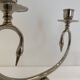 Silver Plated Pair Double Swan Candelabra Candleholders Sculptural 1970s