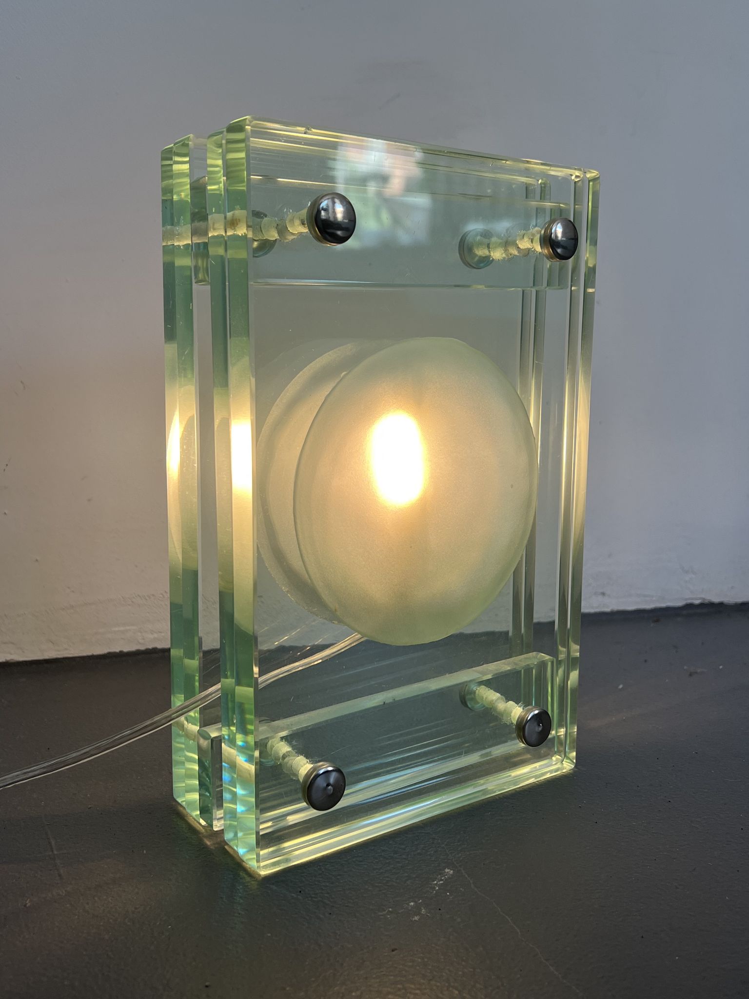 Italian Modern thick glass table lamp from 70s
