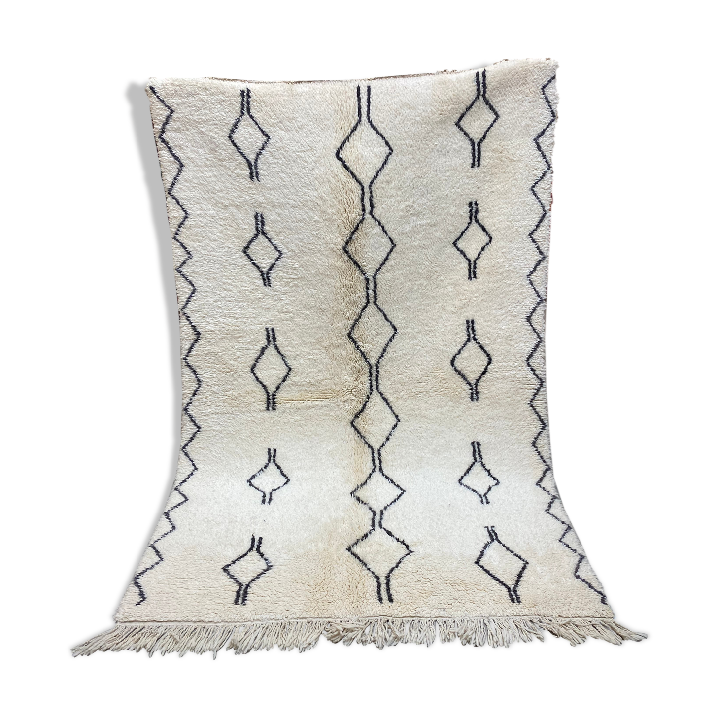 White black berbere wool carpet 153x250cm