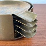 Stackable Austrian brass ashtrays in mid-century style, 1960, set of 5.