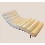 Scandinavian meridian 1980s with metal structure in imitation white leather