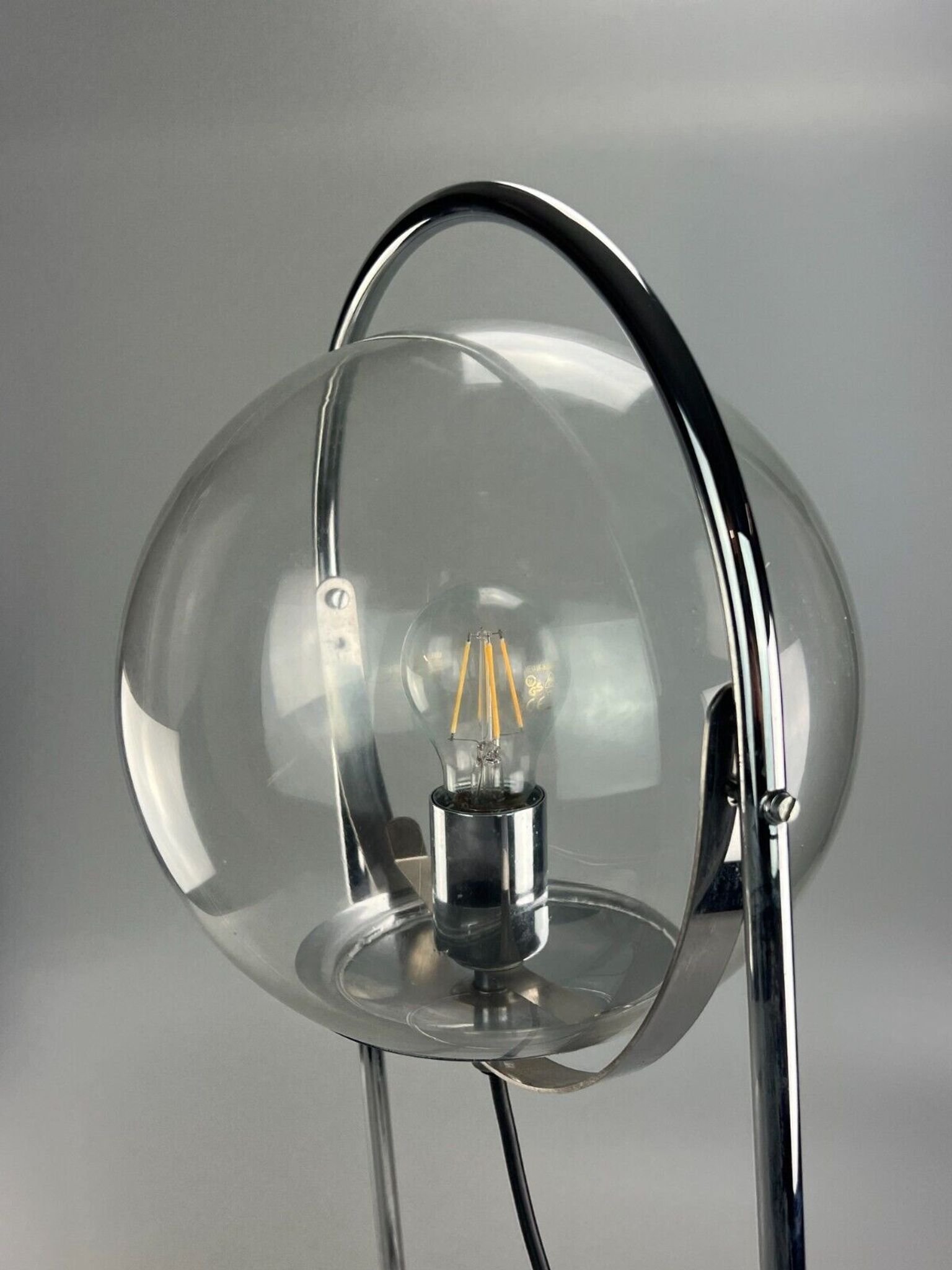 Lampe à boule de table space age design verre métal, 60s 70s