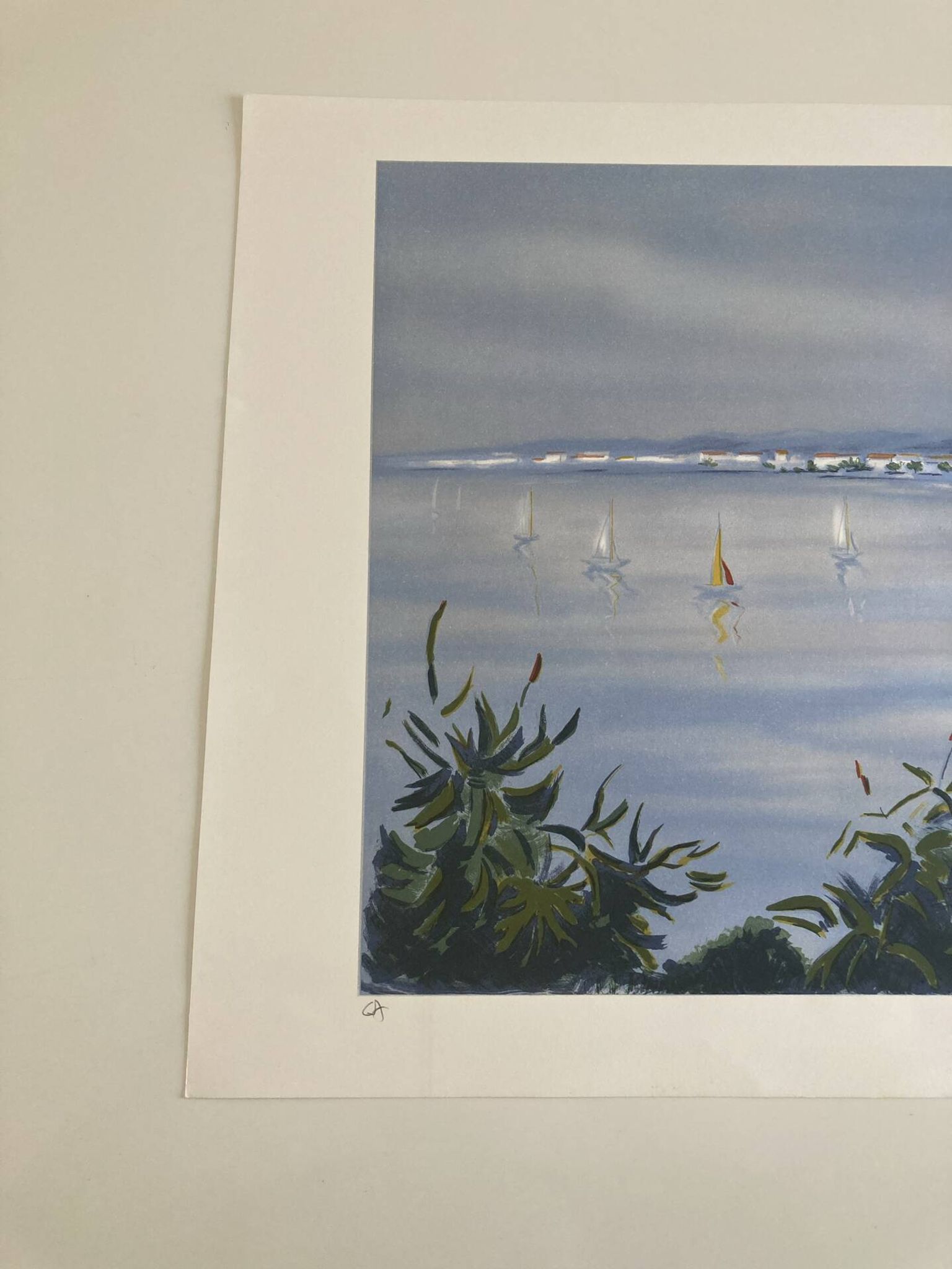 Lithograph signed by the French artist Victor ZAROU - Coastal view