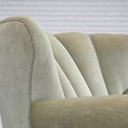 Fauteuil relax danois des années 1970, velours d'ameublement vert clair