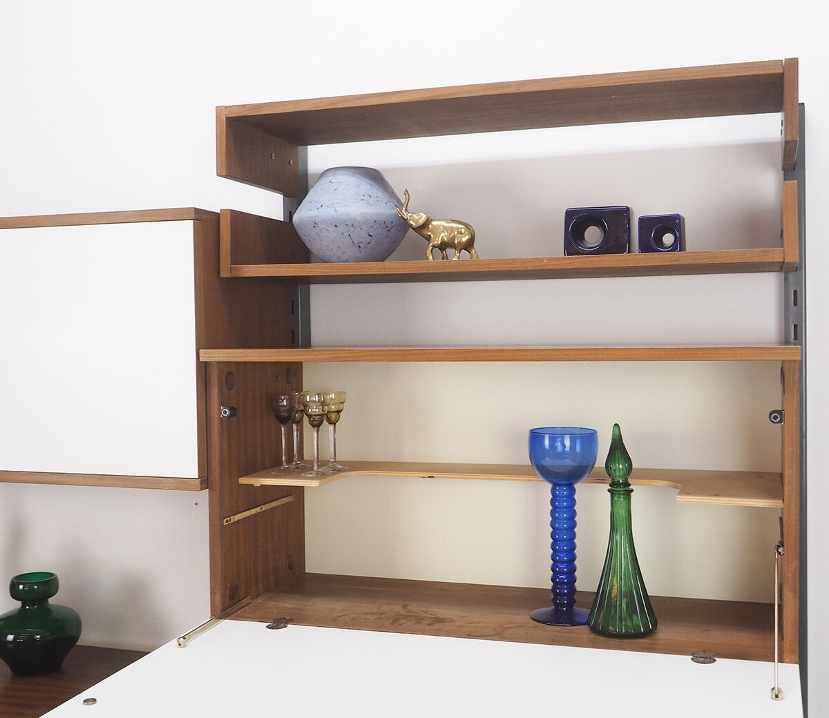 Teak and metal wall unit by Simplalux, 1960's