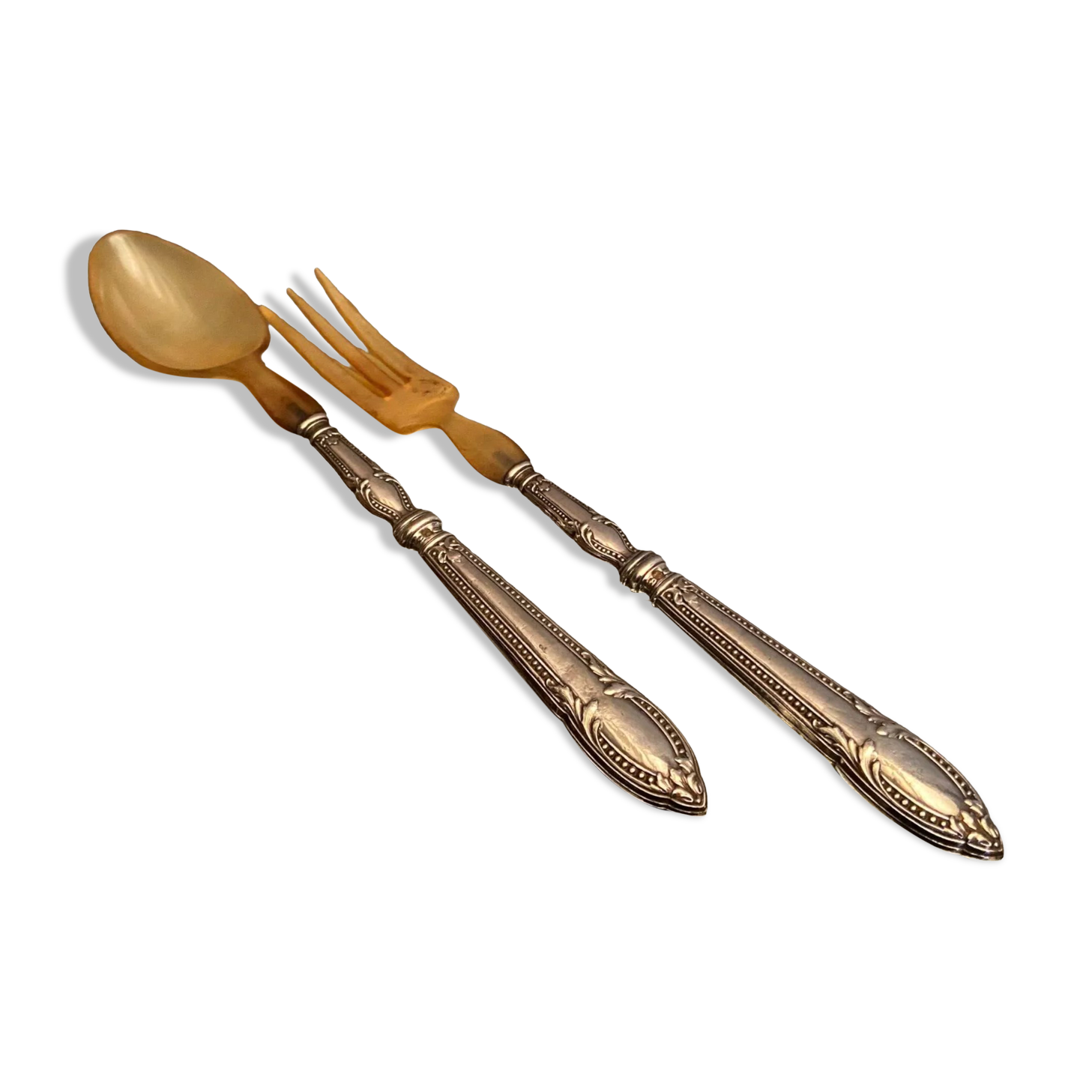 Salad set sleeves in silver decoration row of pearls Louis XVI style