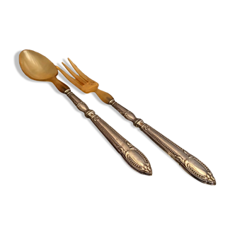 Salad set sleeves in silver decoration row of pearls Louis XVI style