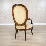 Set of Antique Walnut Chairs in Beige Upholstery, 1890s