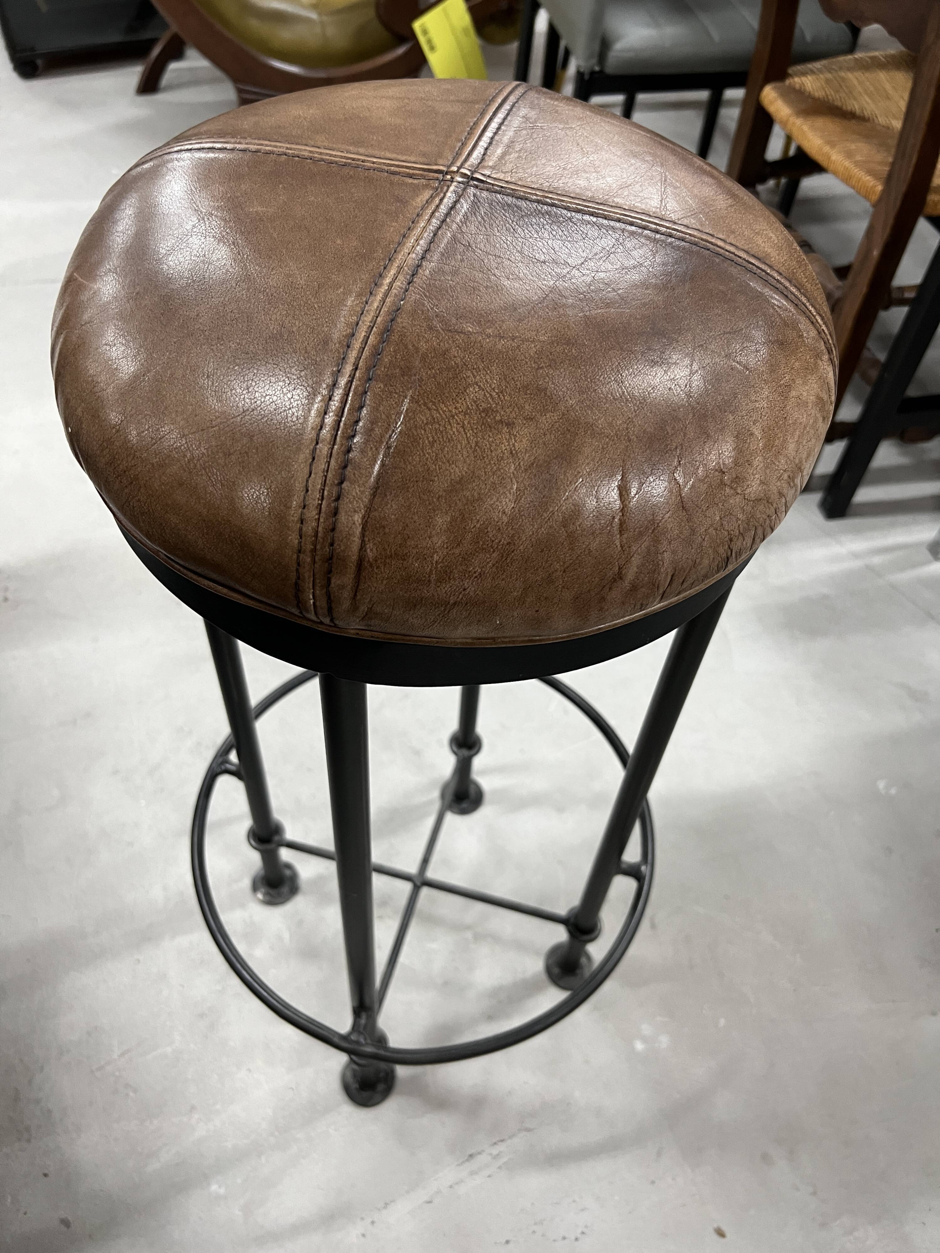 Industrial bar stool and beige leather
