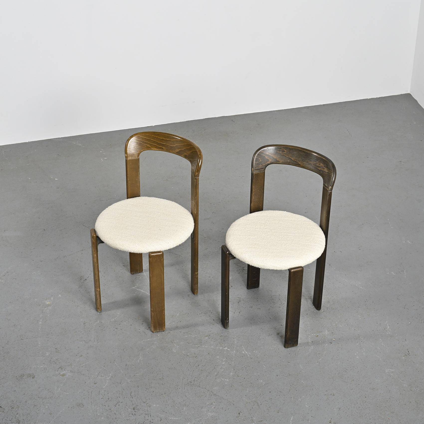 Set of 2 solid beech chairs by Bruno Rey Switzerland 1971