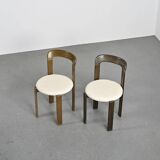 Set of 2 solid beech chairs by Bruno Rey Switzerland 1971