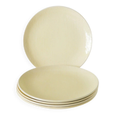 Lot de 5 assiettes à dessert, effet tissé, jaune beurre, Salins, 1950