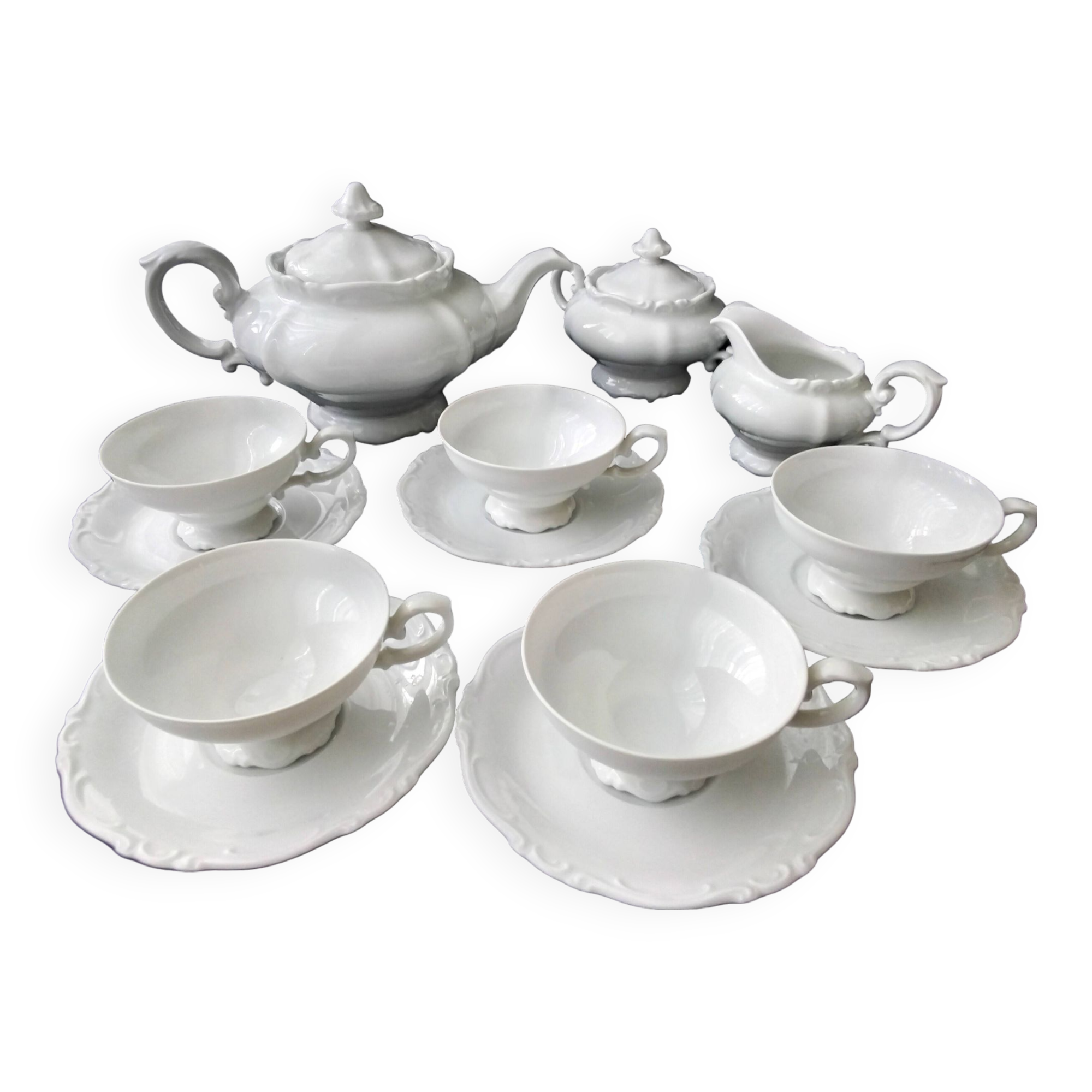 Heinrich H&G White Bavarian Porcelain Tea Set
