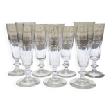 7 antique glass champagne flutes in Louis Philippe style
