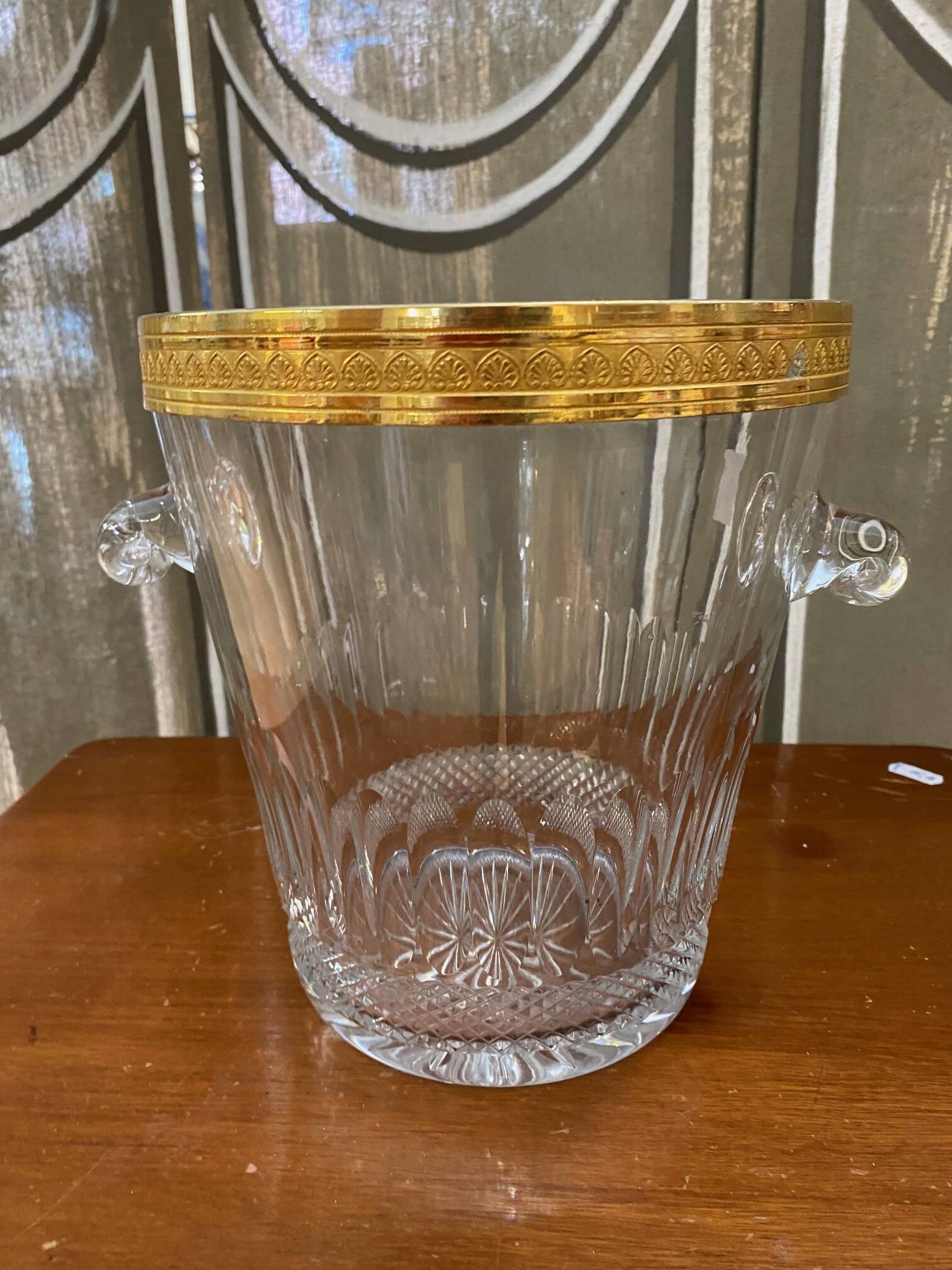 Saint Louis crystal champagne bucket with thistle thistle decor with rim