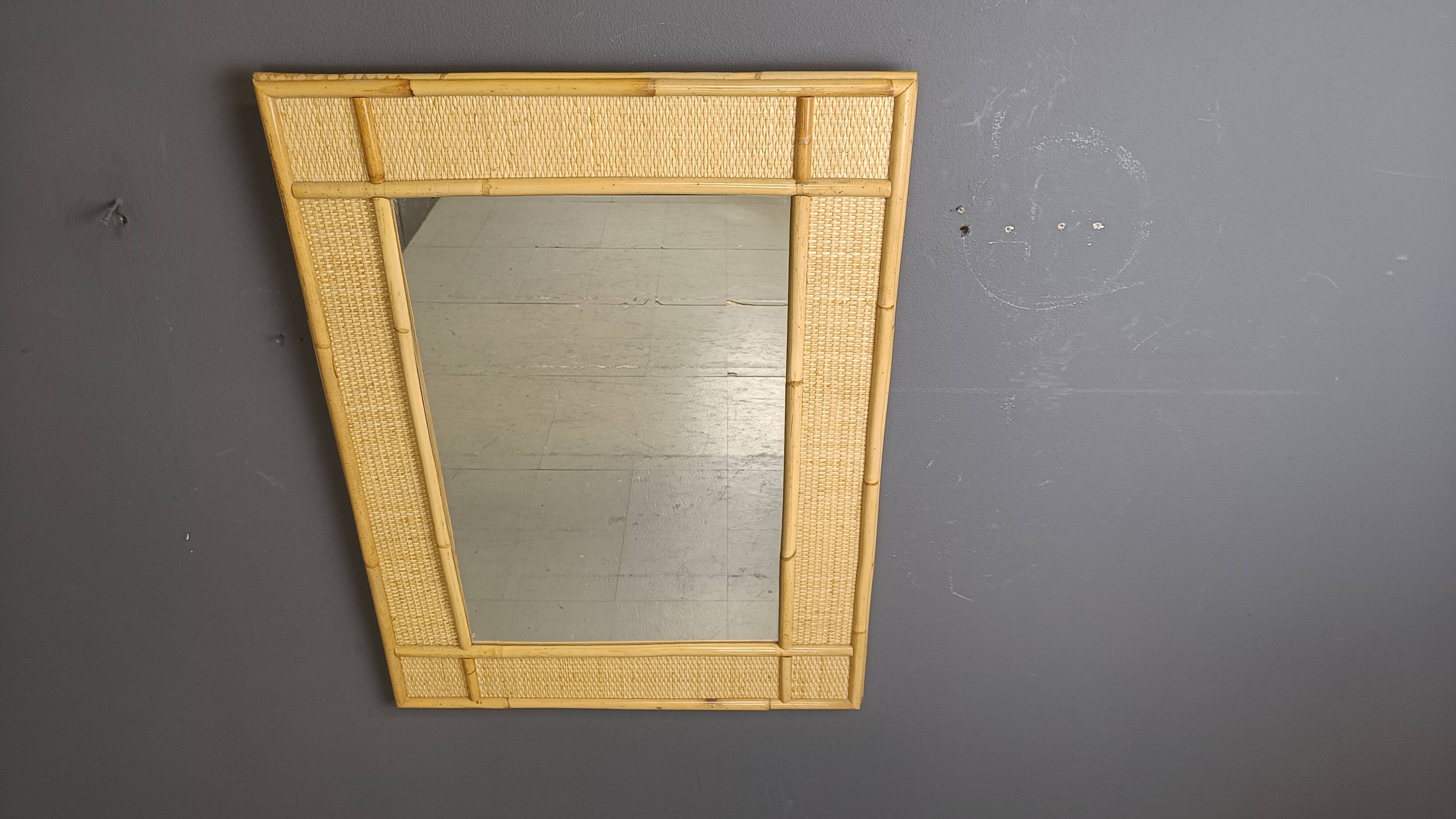 Mid century bamboo mirror by Dal Vera, 1960s