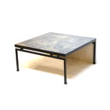 Vintage slate Brutalist coffee table in the style of P. Kingma made in the 1970s