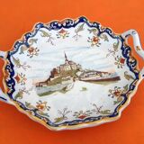 Polychrome polychrome polylobed dish in LV earthenware (Lafargue / Verlingue)