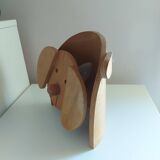 Vintage 80's wooden dog lamp, raison, france