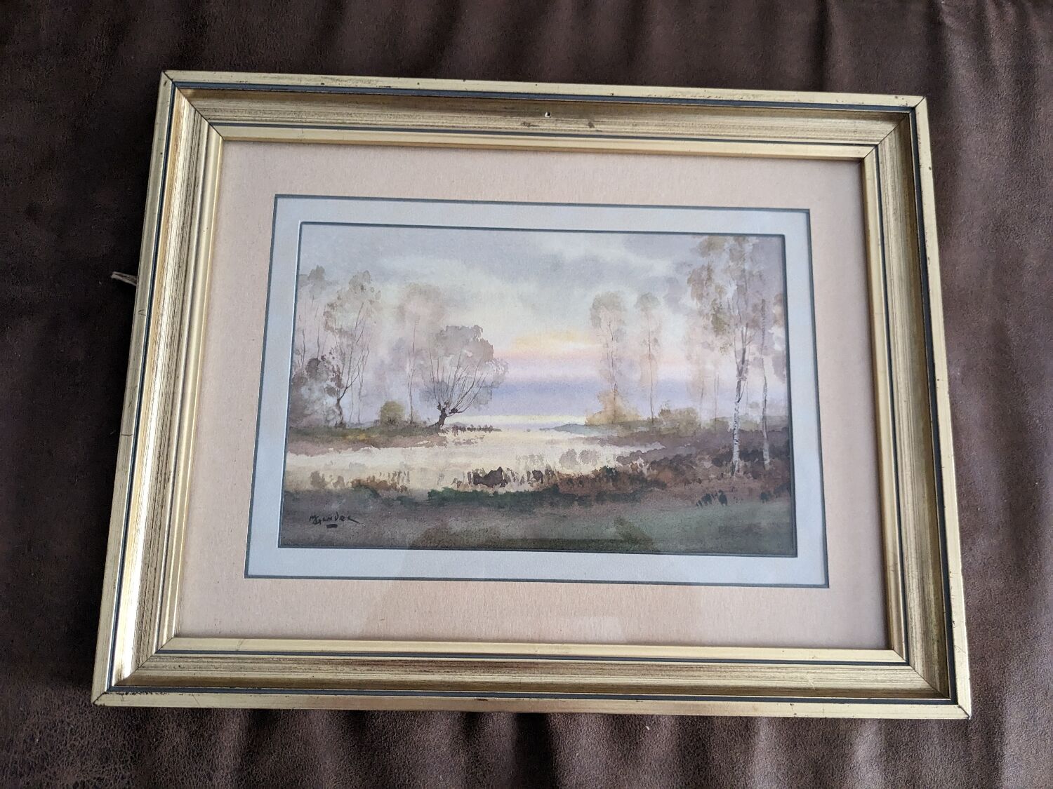 Watercolor by Marcel Gendre romantic landscape in Sologne