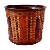 Ceramic pot cover and wicker rattan 70s