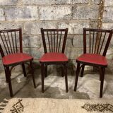 6 Baumann bistro chairs, Parisian beechwood and red ska - old and vintage
