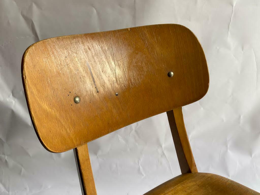 Suite of 6 chairs foot compass 1960 beautiful blond patina