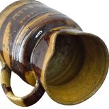 Cruche ancienne en céramique française de Dieulefit, à glace brune