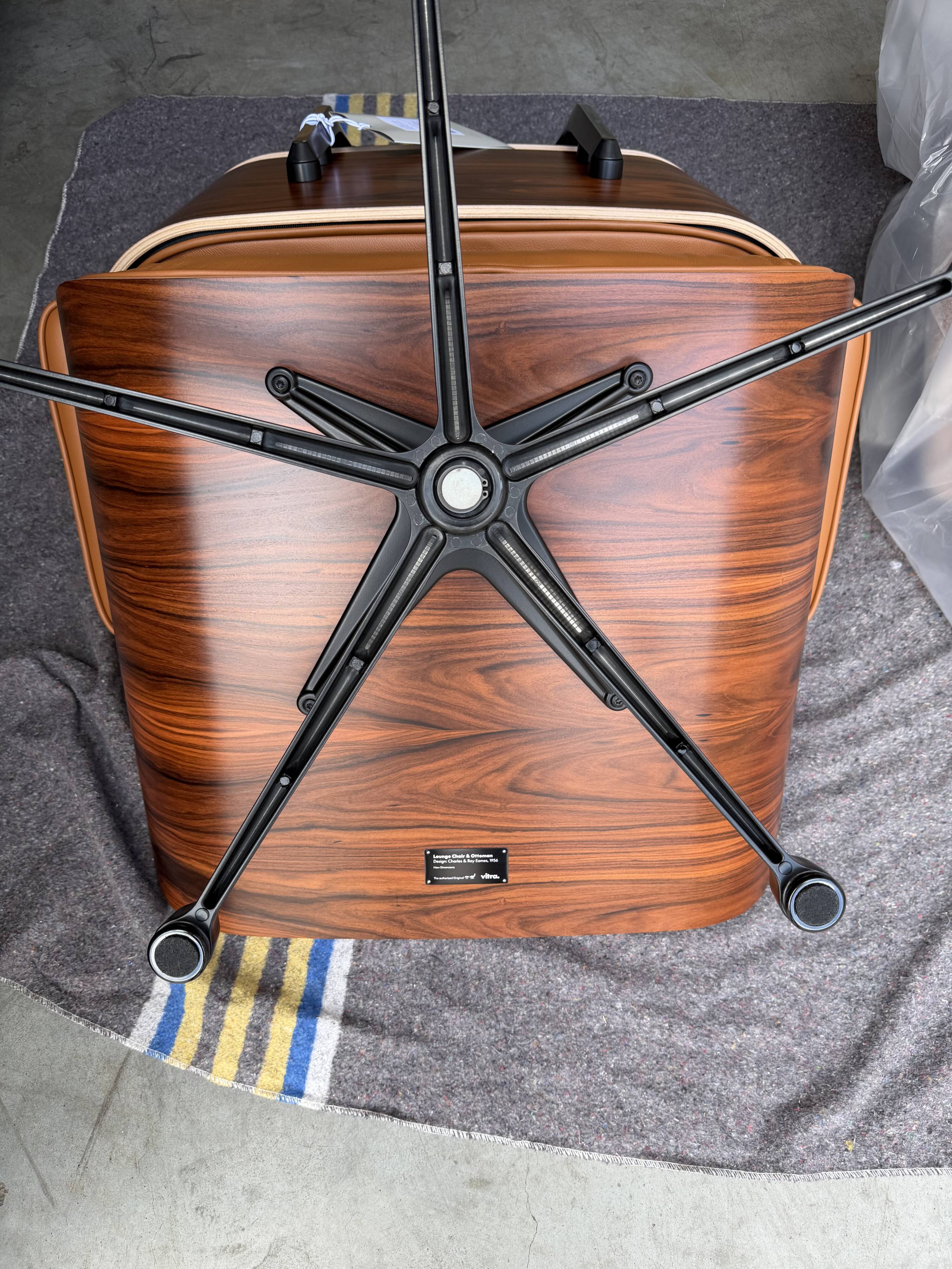 Vitra Eames Lounge Chair XL + Ottoman, Cognac leather & Santos Rosewood