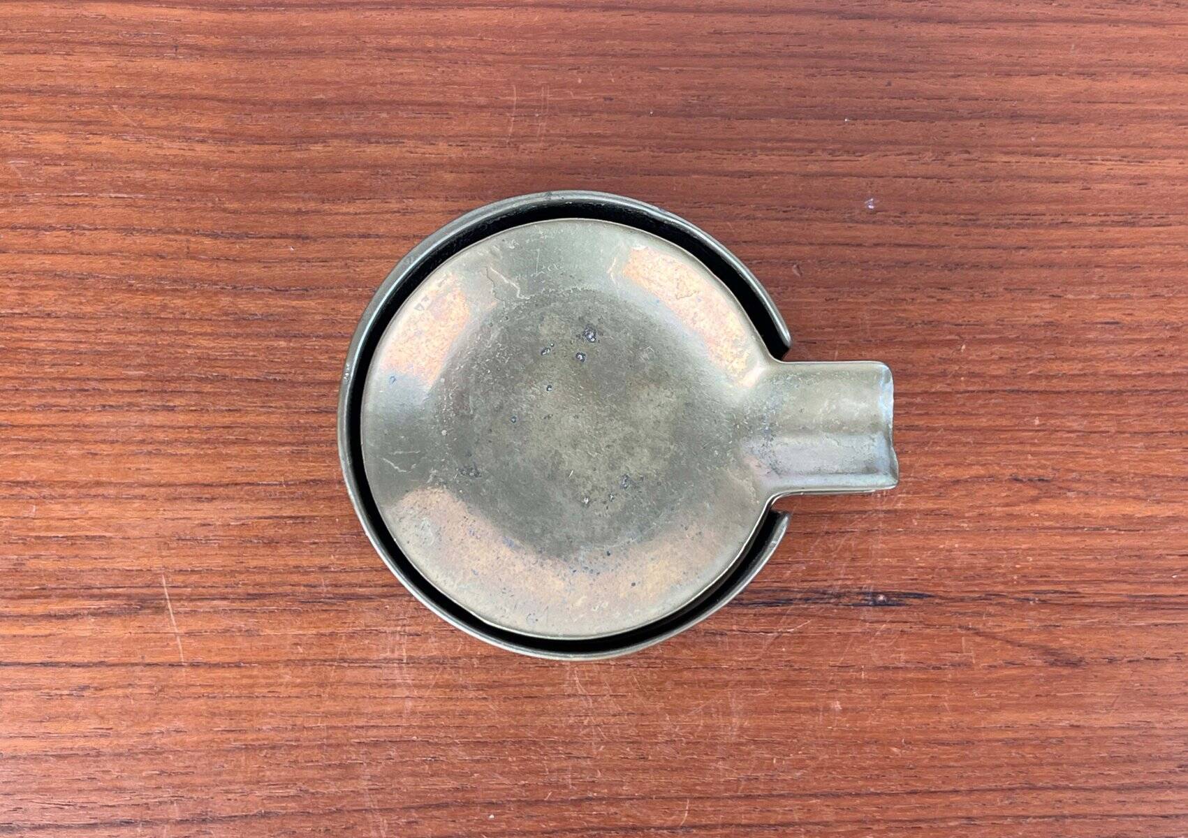 Stackable Austrian brass ashtrays in mid-century style, 1960, set of 5.