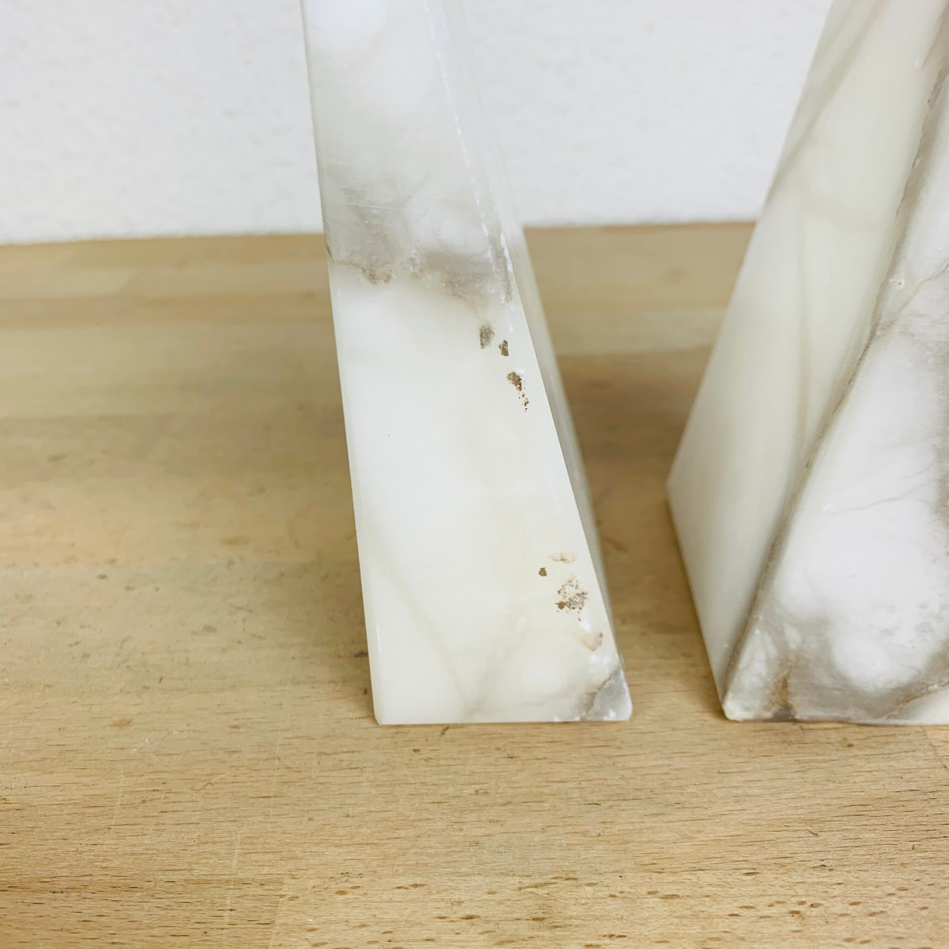 Pair of book greenhouses in alabaster white marble