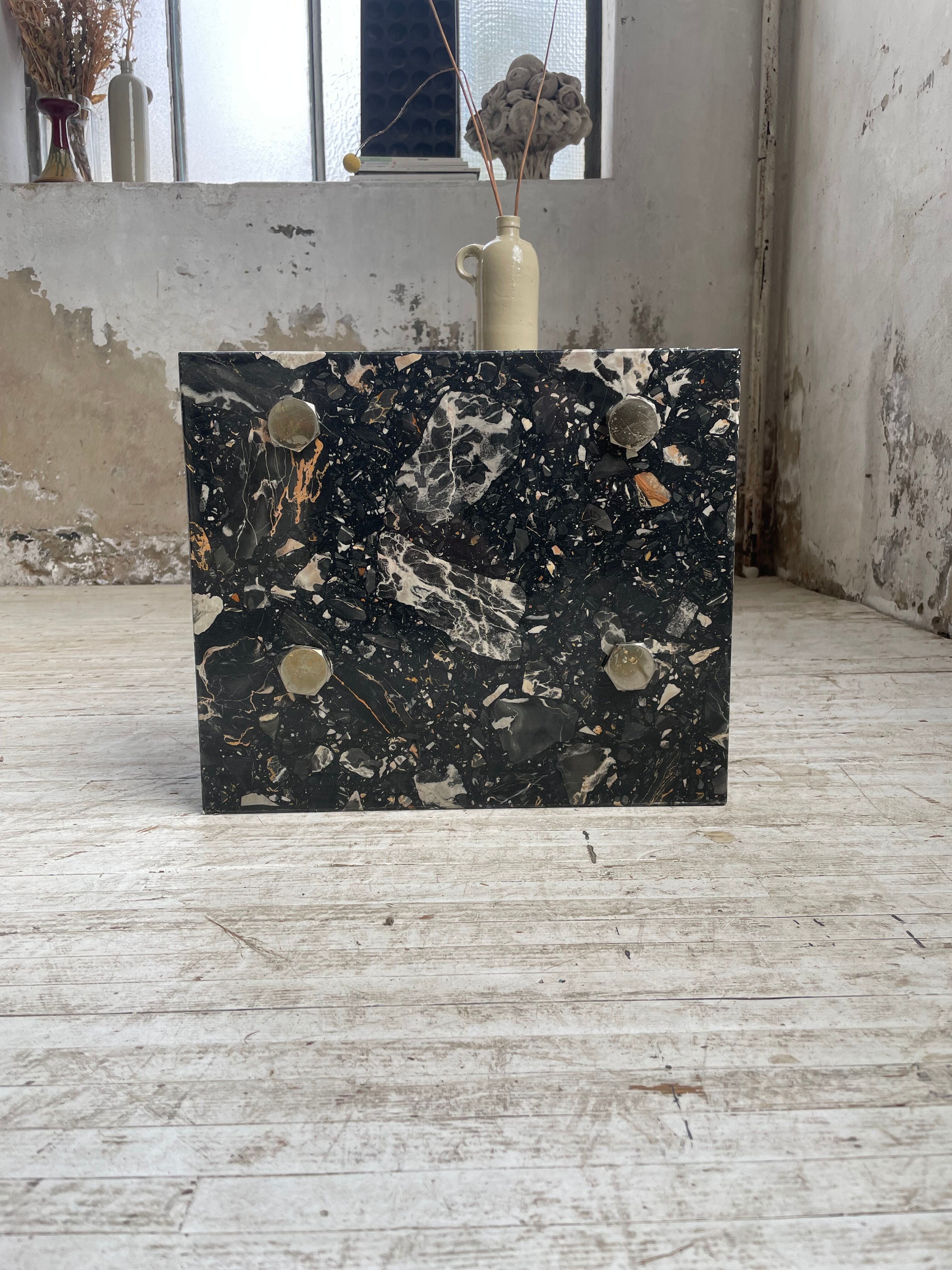 Coffee table year 80 Italian marble and glass