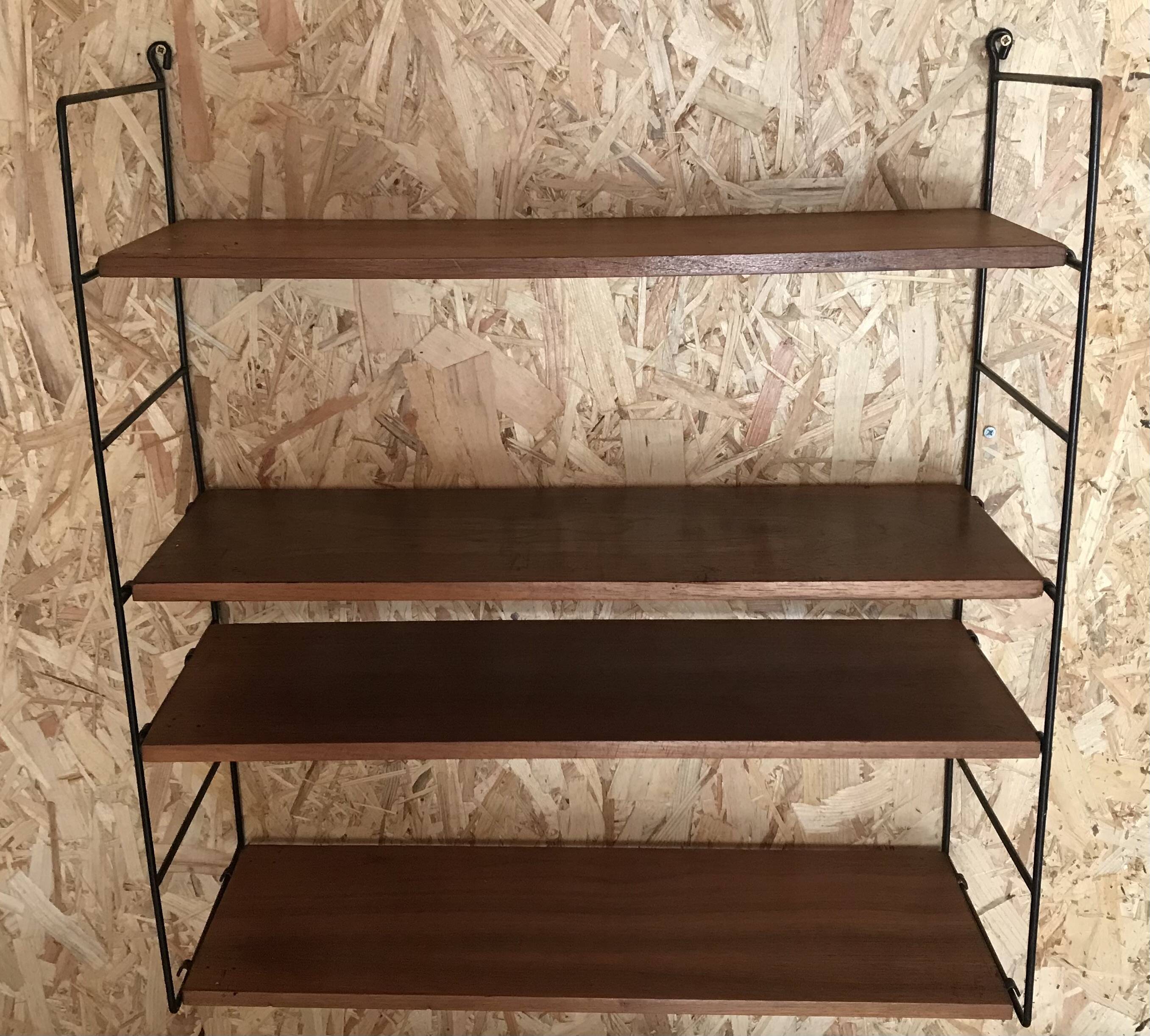 Vintage four-tier string wall shelf