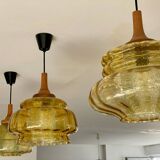 Trio of 3 glass chandelier suspensions GDR 1970 Veb Narva