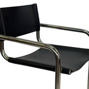 Tabouret de bar vintage en cuir noir et chrome, Italie